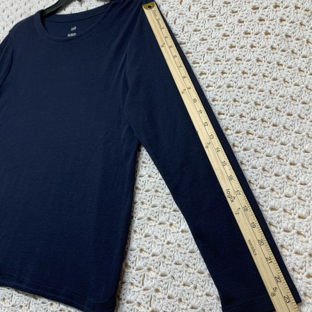 J Jill Top Shirt Women Sz L Petite  Navy Blue Pima Crew Neck Comfort Long Sleeve - Picture 7 of 8